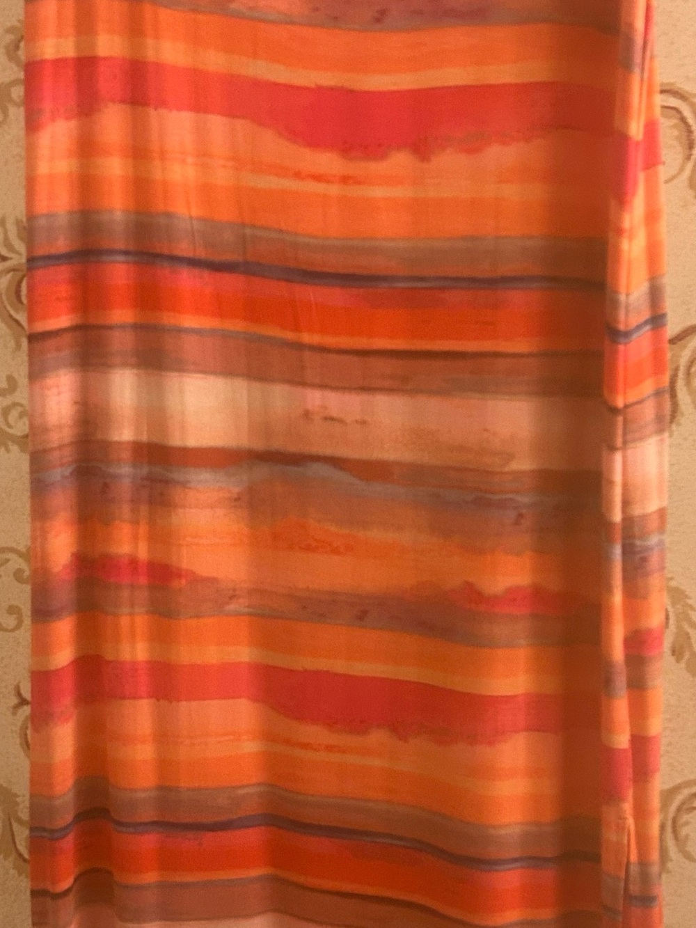 Vibrant Orange and Pink Striped Maxi Skirt